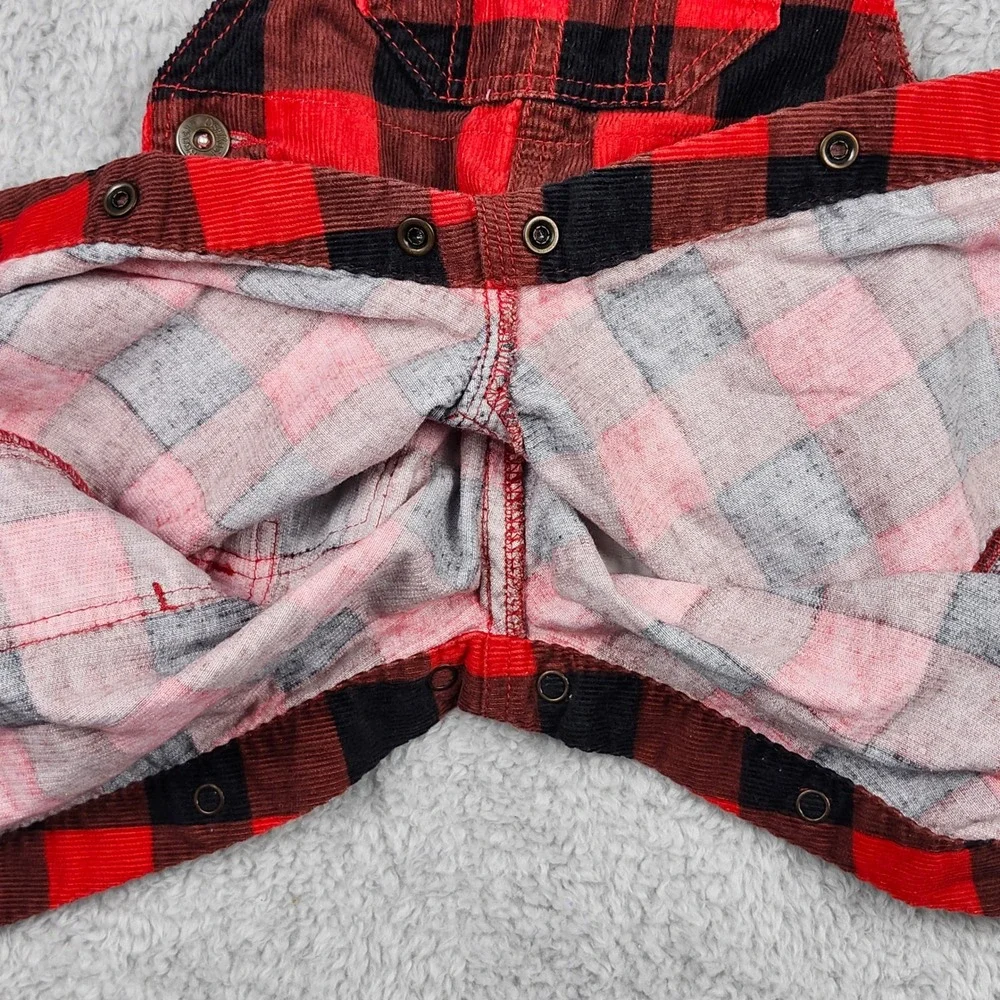 OshKosh B'gosh Overalls Kids 6 Months Red Buffalo Plaid Corduroy Vestbak Classic